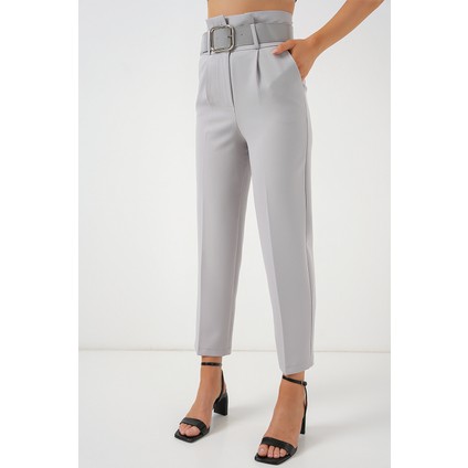 6556 Kemerli Kumaş Pantolon - Gri fiyatları