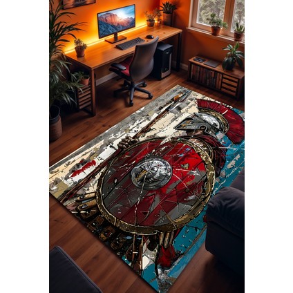Spartalı Desenli Kaymaz Taban Makinede Yıkanabilir Gaming Oyuncu Gamer Genç Odası Halısı fırsatları