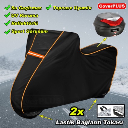 Reflektörlü Siyah Turuncu Dikişli Cf Moto 250NK Pro Arka Çanta Uyumlu Branda Motosiket Brandası Motor Örtüsü Çadır Su Geçirmez Motosiklet Kılıfı Motor Brandası fırsatları