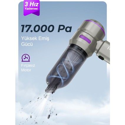 Auhma Ahv-02 Kablosuz Araç Içi Süpürge 17000PA Güçlü Vakum ve Üfleme Özellikli 3 Kademeli modelleri
