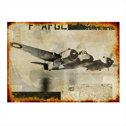 Retro Uçak Hediyelik Ahşap Tablo 35 cm x 50 cm