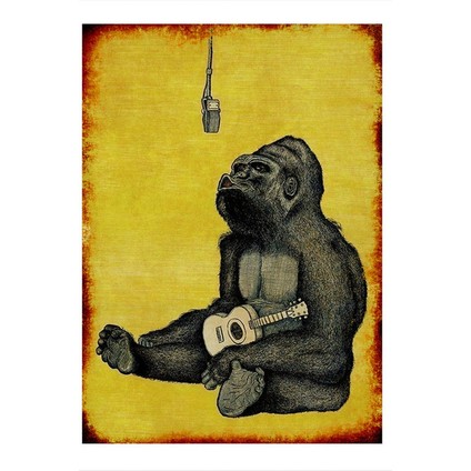 Müzisyen Goril Tasarım Ahşap Tablo