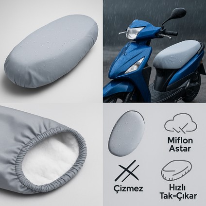 Yamaha Nouvo Su Geçirmez Branda Motosiklet Sele Kılıfı – Lastikli, Uv Korumalı (Gri)