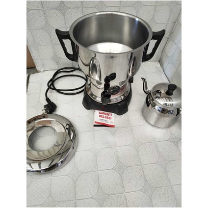 4.5 L Elektrikli Semaver – Gri Paslanmaz Çelik Gövde, Sıcak Tutma ve Enerji Tasarrufu Özellikli