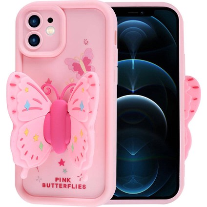 Apple iPhone 12 Kılıf Kamera Korumalı Figür Tasarımlı Mnc Kapya Kapak-Pembe Koyu fiyatları