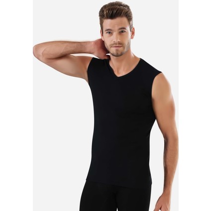 3 Adet Siyah Kolsuz Erkek Atlet V Yaka Sıfır Kol Tişört %100 Pamuklu fiyatları