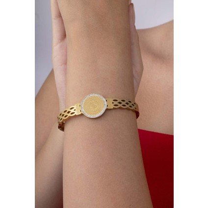 Reşat Altın Modeli Altın Kaplama Kadın Çelik Kelepçe Bileklik