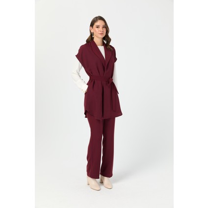 Tunik Yelek Pantolon Takım Bordo modelleri
