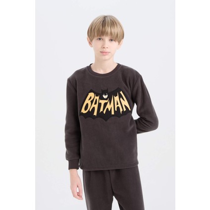 Erkek Çocuk Batman Pijama Takımı Polar Uzun Kollu Üst Beli Lastikli Uzun Alt D8570A824CW
