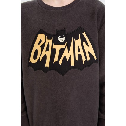 Erkek Çocuk Batman Pijama Takımı Polar Uzun Kollu Üst Beli Lastikli Uzun Alt D8570A824CW