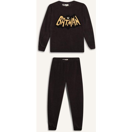 Erkek Çocuk Batman Pijama Takımı Polar Uzun Kollu Üst Beli Lastikli Uzun Alt D8570A824CW
