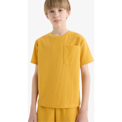 Erkek Çocuk Pijama Takımı Waffle Kısa Kollu Üst Beli Lastikli Şort D9993A825SM