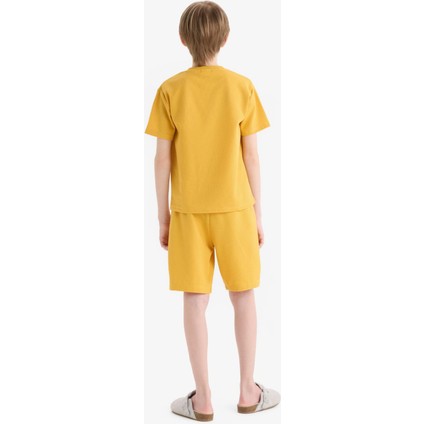 Erkek Çocuk Pijama Takımı Waffle Kısa Kollu Üst Beli Lastikli Şort D9993A825SM