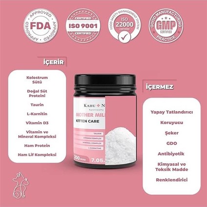 Kitten Care Milk Replacer, Anne Sütü Destekli Yavru ve Hamile Kedi Süt Tozu, 200 gr fırsatları