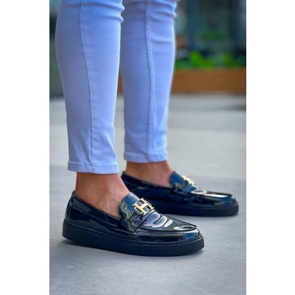 KB-027 Kuback Bağcıksız Kömür Rugan H Günlük Erkek Ayakkabı