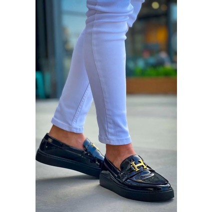 KB-027 Kuback Bağcıksız Kömür Rugan H Günlük Erkek Ayakkabı