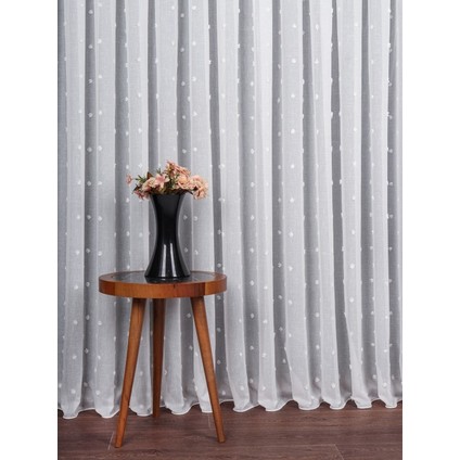 Ponpon Desenli Keten Düz Tül Perde Gramajlı (1/2.5 Normal Pile)