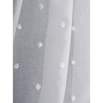 Ponpon Desenli Keten Düz Tül Perde Gramajlı (1/2.5 Normal Pile)