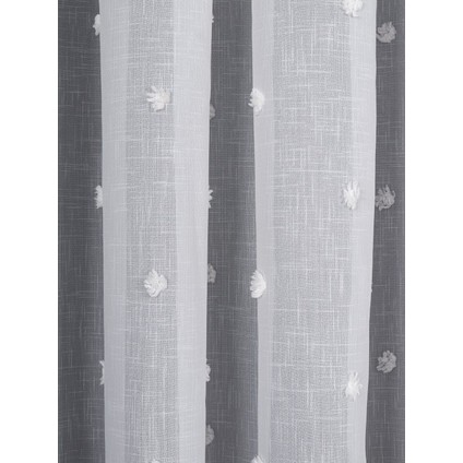 Ponpon Desenli Keten Düz Tül Perde Gramajlı (1/2.5 Normal Pile)