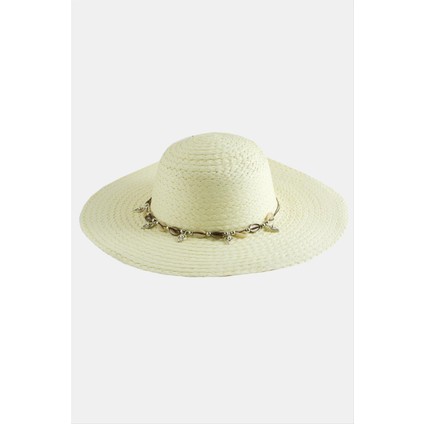 Zengezur Üçgen Deniz Kabuğu Hasır Şapka-Krem fiyatları