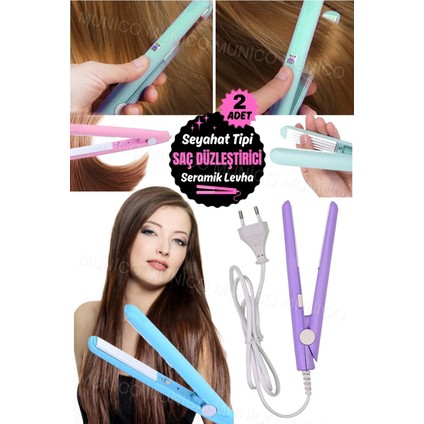 Iki Adet Taşınabilir Akıllı Saç Düzleştirici, Seyahat ve Günlük Kullanım Için Mavi Mor fiyatları