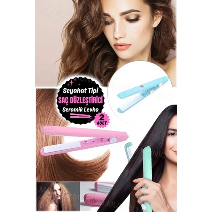 Iki Adet Taşınabilir Akıllı Saç Düzleştirici, Seyahat ve Günlük Kullanım Için Mavi Mor modelleri