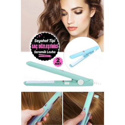 Iki Adet Taşınabilir Akıllı Saç Düzleştirici, Seyahat ve Günlük Kullanım Için Mavi Mor