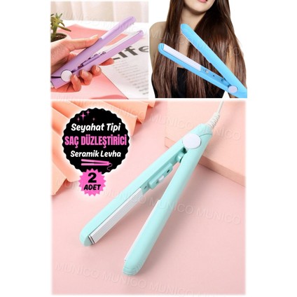 Iki Adet Taşınabilir Akıllı Saç Düzleştirici, Seyahat ve Günlük Kullanım Için Mavi Mor