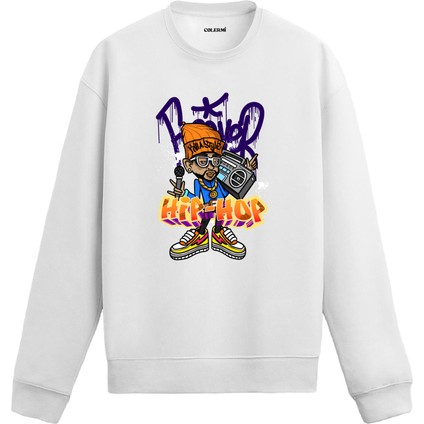 Hip-Hop Karakterli Graffiti Tasarım Baskılı Unisex Sweatshirt