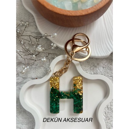 H Harfi Epoksi Yeşil Gold El Yapımı Anahtarlık fiyatları
