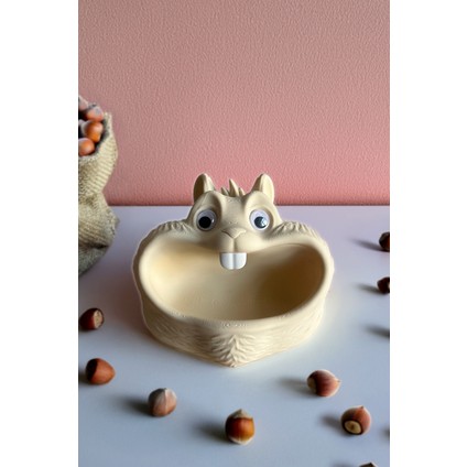 Sevimli Sincap Kase, Dekoratif Anahtarlık, Şirin Takı Tabağı, Şekerlik