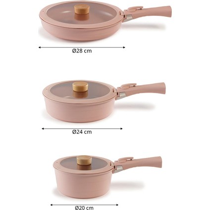 Midas Pembe 9 Parça Ayrılabilen Saplı Iç Içe Geçebilen Indüksiyonlu Tencere Tava Seti fırsatları