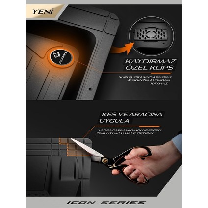 Peugeot 106 Uyumlu 5-D Oto Paspas ( Icon Siyah )