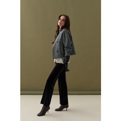 Beli Lastikli Bol Paça Kadife Pantolon - Mürdüm fiyatları