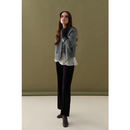 Beli Lastikli Bol Paça Kadife Pantolon - Mürdüm modelleri