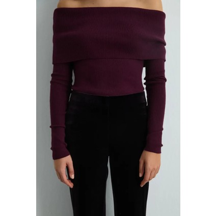 Beli Lastikli Bol Paça Kadife Pantolon - Mürdüm fırsatları