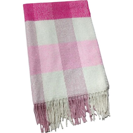 Pembe Fuşya Ekose Desenli Yumoş Kışlık Şal modelleri