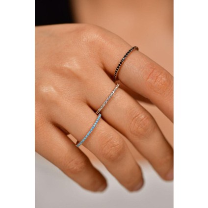 925 Ayar Mix Taşlı Rose Minimal Tamtur 3'lü Gümüş Yüzük Set modelleri