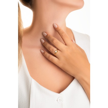 18 Ayar Sarı Altın Kaplama Gümüş Yüzük, Şık ve Zarif Tasarım fırsatları