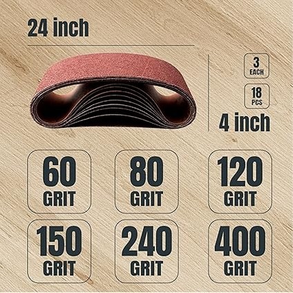110008 4 x 24 Inç Zımpara Kayışları | Alüminyum Oksit Zımpara Kemeri Çeşitleri, 3 Adet 60 80 120 150 240 400 Irmik | Taşınabilir Bantlı Zımpara Makinesi Için Premium Zımpara Kağıdı - 18'li fiyatları