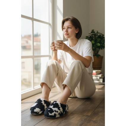 Kadın Tüylü Pofuduk Ev Terliği Ses Yapmayan Yumuşak Rahat Kauçuk Taban Içi Yünlü Kışlık Terlik fiyatları