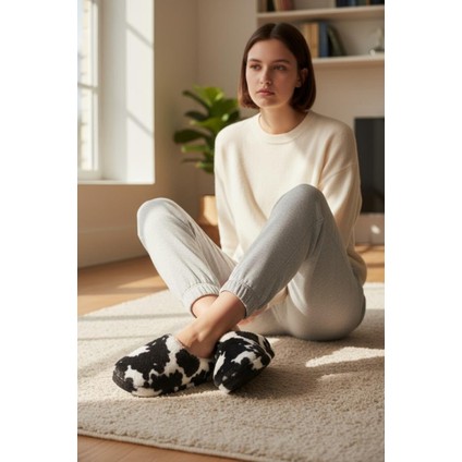 Kadın Tüylü Pofuduk Ev Terliği Ses Yapmayan Yumuşak Rahat Kauçuk Taban Içi Yünlü Kışlık Terlik fırsatları