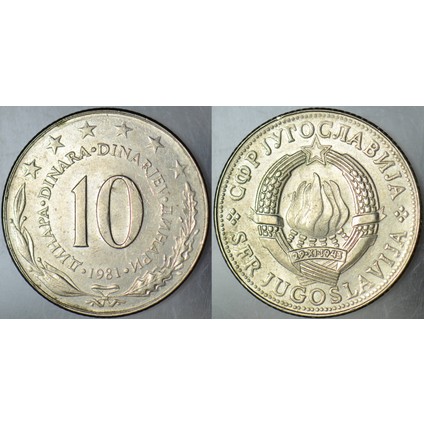 Yugoslavya 10 Dinar 1981. Büyük Boy 30 Mm. Çilaltı(-)