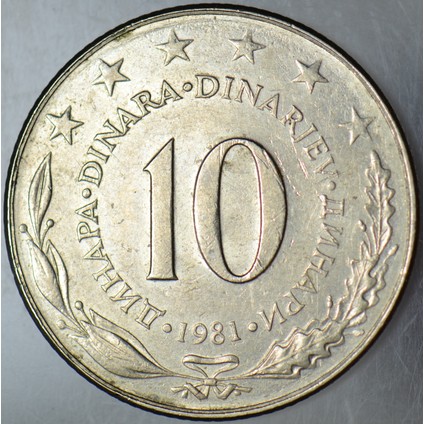Yugoslavya 10 Dinar 1981. Büyük Boy 30 Mm. Çilaltı(-) fiyatları