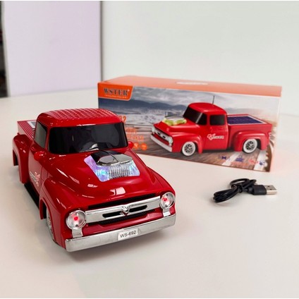 WS-692BT Kamyone Araba Radyolu Güneş Panelli Bluetooth Hoparlör Powerbanklı Kırmızı modelleri