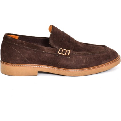 Hakiki Süet Deri Kahverengi Loafer Erkek Ayakkabı - 242023