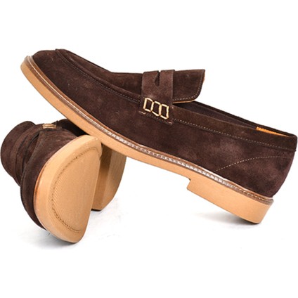 Hakiki Süet Deri Kahverengi Loafer Erkek Ayakkabı - 242023 modelleri