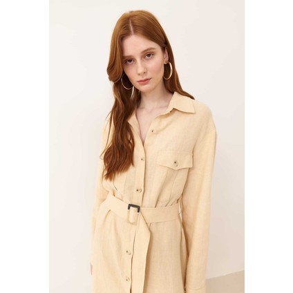 Düğmeli Cepli Tunik Naturel Y2313305_069