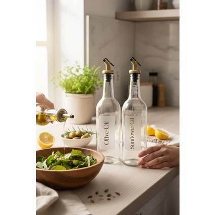 Zeytinyağı Ve Ayçiçek Yağı Damlatmaz Yağdanlık 500ml Dekoratif Gold Kapak fiyatları