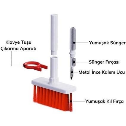 Çok Amaçlı Kırmızı Hassas Fırça Başlıklı Bilgisayar Laptop Temizleme Fırçası